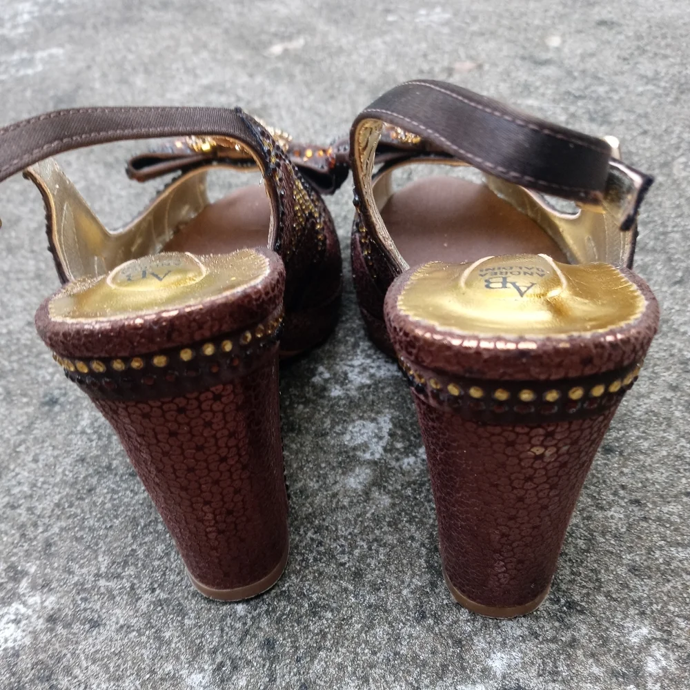 Vintage Andrea Baldini Art Deco Style Shoes 37 Evening Rhinestones